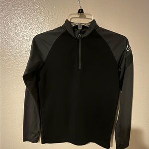 Nike Men’s Black and Dark Gray Quarter-Zip Long Sleeve Pullover